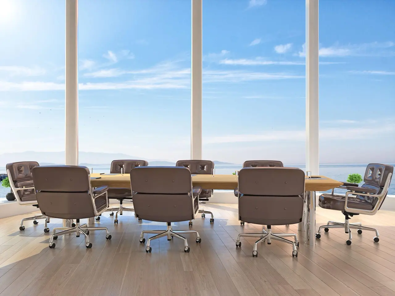 Confidential meeting overlooking the Mediterranean