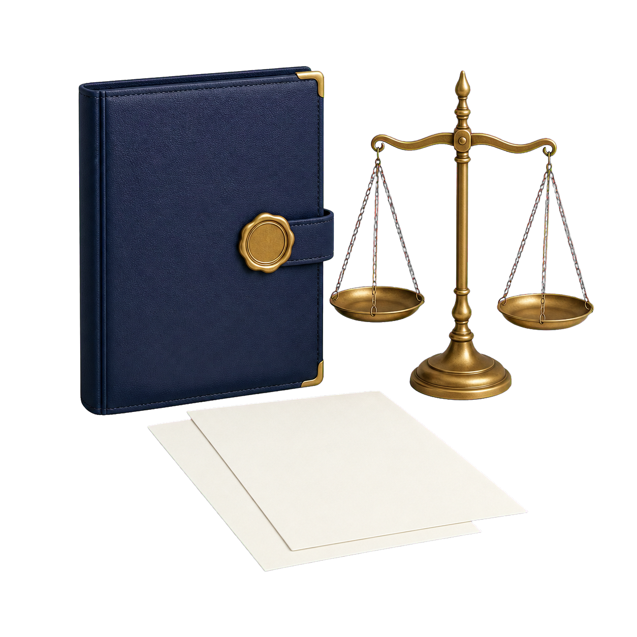 Dossier juridique et balance de justice