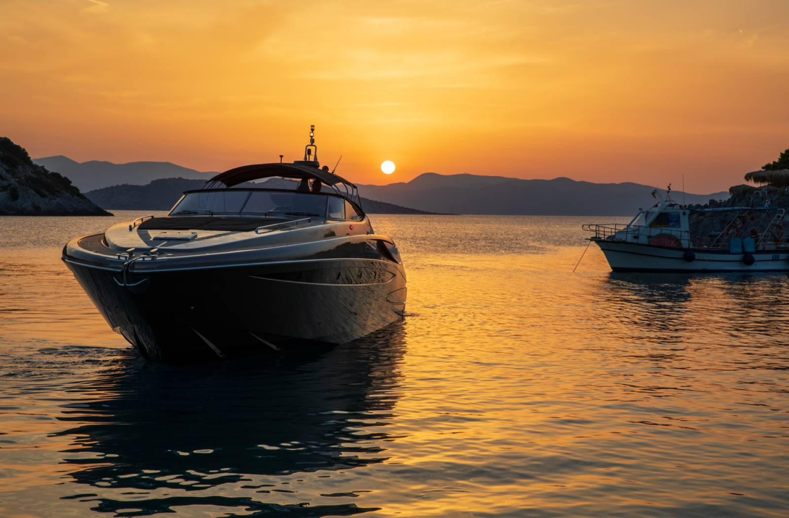 Exceptional yacht at sunset on the French Riviera
