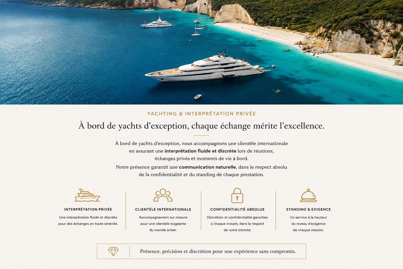 Yachting et interprétation privée à bord de yachts d'exception