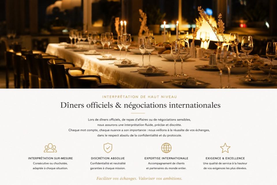 Dîners officiels et négociations internationales