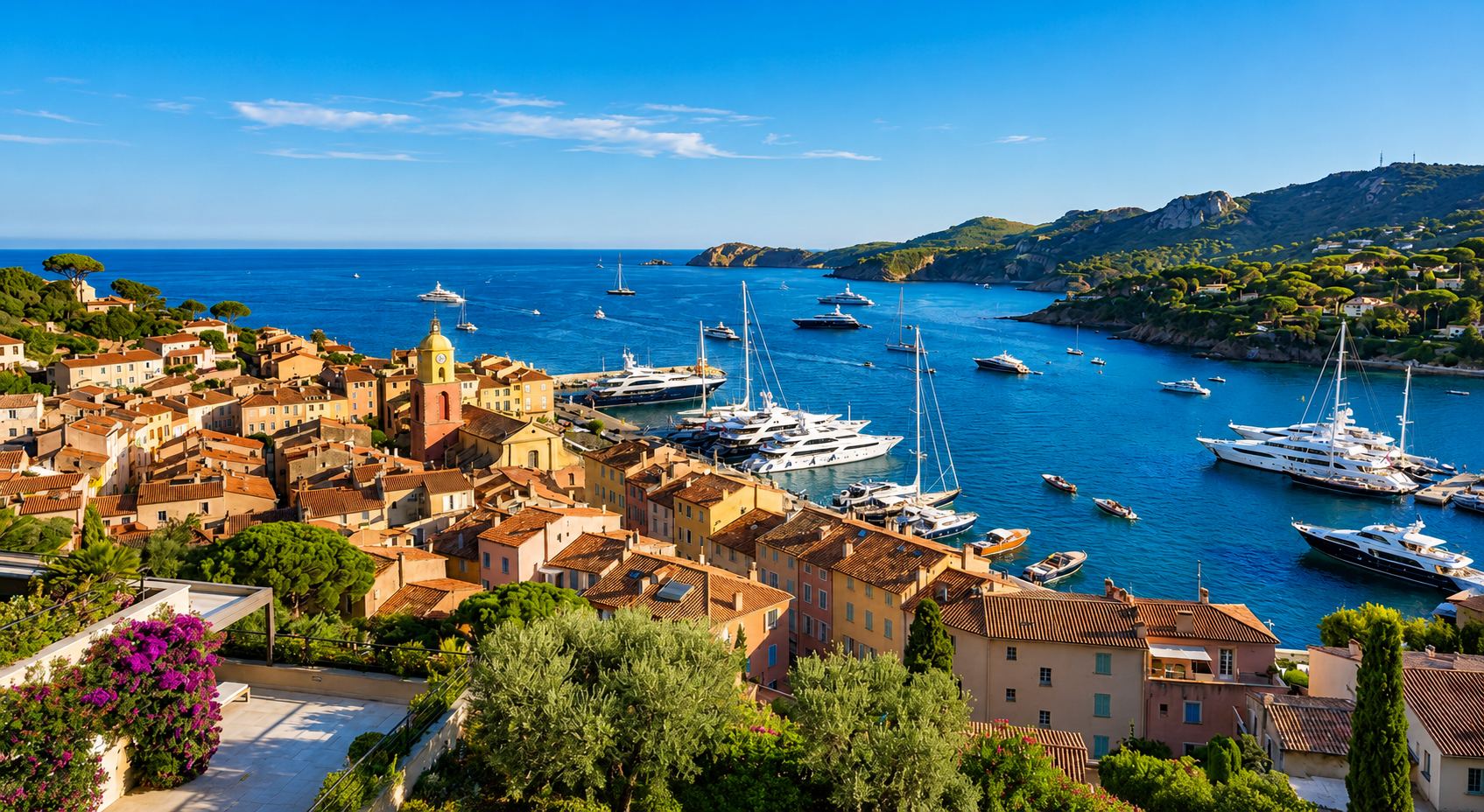 Vue sur la Côte d'Azur au coucher du soleil
